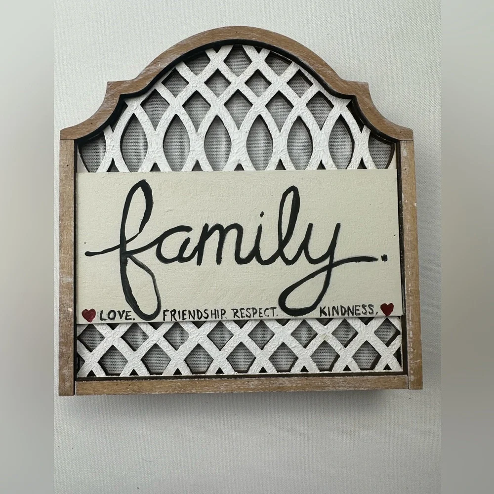 Handcrafted (painted) wall art decor. “Family” sign